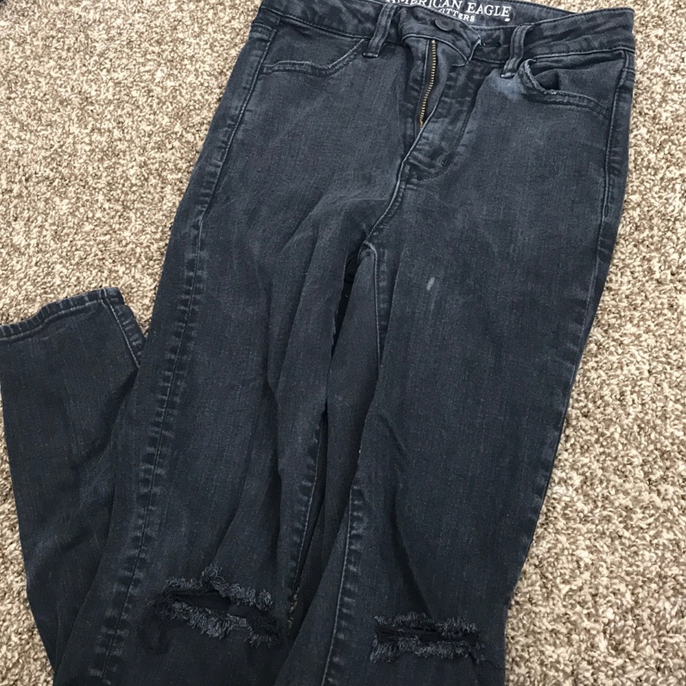Super high-rise Black jeggings